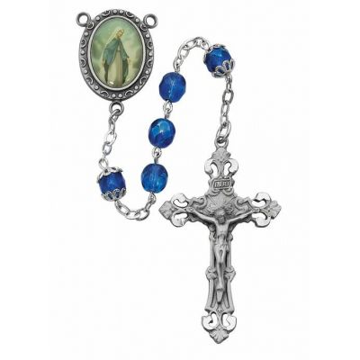 7mm Blue Our Lady of Grace Rosary - 735365554881 - R015DF