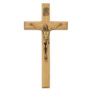 8in. Oak Crucifix w/Gold Plated Pewter Corpus 2pk