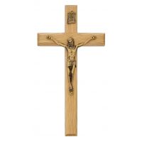 8in. Oak Crucifix w/Gold Plated Pewter Corpus 2pk