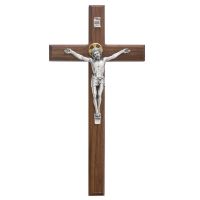 12 inch Walnut Beveled Crucifix
