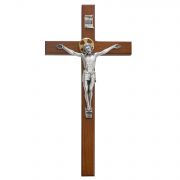 10 inch Cherry Crucifix w/Silver Oxide Corpus & Gold Halo