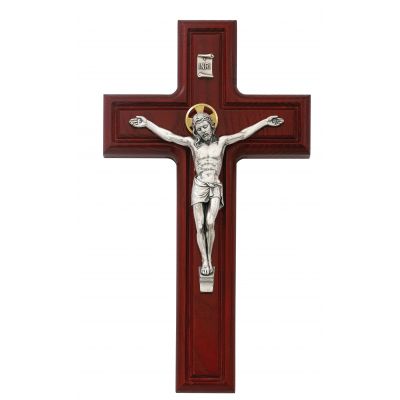 10 inch Cherry Crucifix w/Silver Corpus - 735365510573 - 80-36