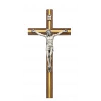 10 inch Walnut Crucifix w/Silver