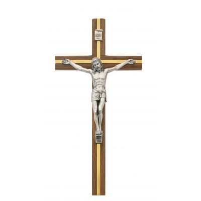 10 inch Walnut Crucifix w/Silver - 735365516384 - 80-40