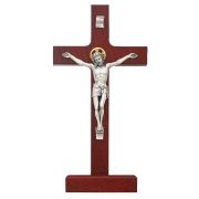 8 inch Cherry Stain Standing Crucifix