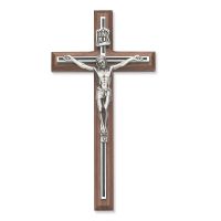 8 inch Walnut w/Black Overlay Crucifix