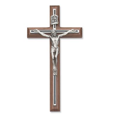8 inch Walnut w/Black Overlay Crucifix - 735365561131 - 80-64