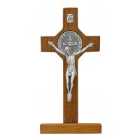6 inch Walnut Standing St Benedict Crucifix