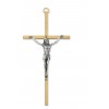 6 inch Brass Crucifix W/ Silver Corpus Gift Box Included