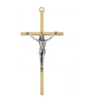 6 inch Brass Crucifix W/ Silver Corpus Gift Box Included