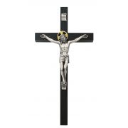 8 inch Black Crucifix Silver Corpus