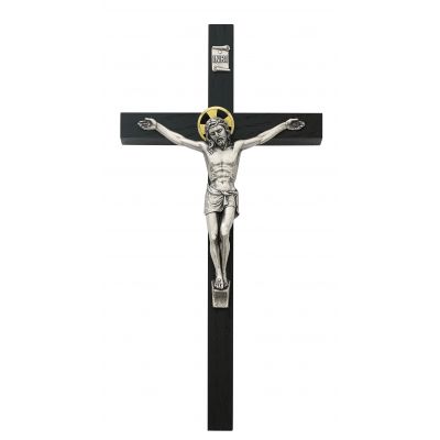 8 inch Black Crucifix Silver Corpus - 735365583041 - 80-99