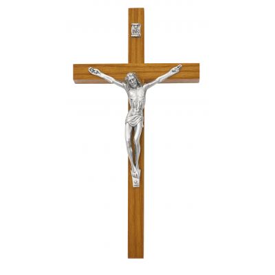 8 inch Walnut Crucifix Silver Corpus 735365583485 - 81-37