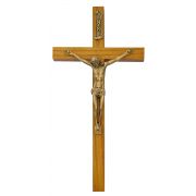 8 inch Walnut Crucifix Gold Corpus