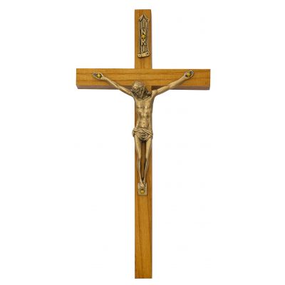 8 inch Walnut Crucifix Gold Corpus 735365583492 - 81-38
