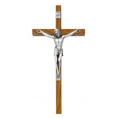Light Stained Walnut Crucifix Silver Corpus 5 x 10 inch Bagged 2Pk - 735365583508 - 81-39