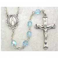 Ss 6mm Aqua/march Rosary