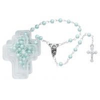 Blue Pearl Rosary In Cross Box