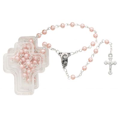 Pink Pearl Rosary In Cross Box 735365327256 - 901PKCB