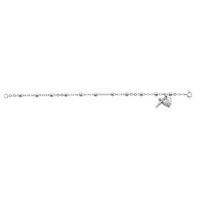 7 1/2 inch Sterling Silver Beads Bracelet w/Crucifix/Miraculous Medal - 735365198634 - 913L