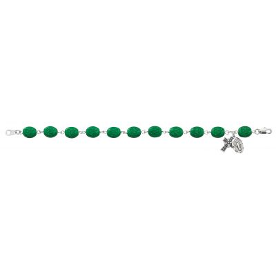 Green Shamrock Bracelet Pewter Celtic Cross/Miraculous Medal - 735365531950 - 920D