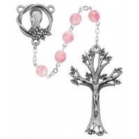 7mm Rose Glass Dogwood Rosary