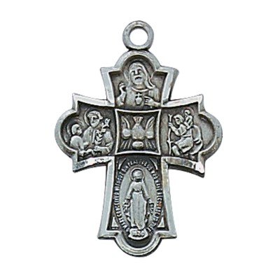 Antique Silver 4way Medal 18 inch Necklace Chain / Gift Box 2Pk - 735365603282 - AN1810