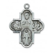 Antique Silver 4 Way Cross 24 inch Necklace Chain
