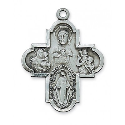 Antique Silver 4 Way Cross 24 inch Necklace Chain - 735365604210 - AN188