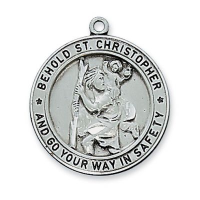 Antique Silver Saint Christopher 24 inch Necklace Chain & Gift Box - 735365603947 - AN2516