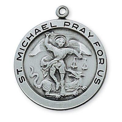 Antique Silver Pewter Saint Michael 24 inch Necklace Chain - 735365603343 - AN420MK