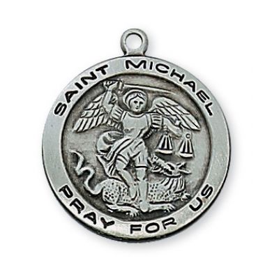 Antique Silver Pewter Saint Michael 18 inch Necklace Chain 735365604029 - AN515MK