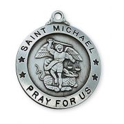 Antique Silver Saint Michael 24 inch Necklace Chain & Gift Box
