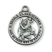 Antique Silver Saint Christopher 20 inch Necklace Chain / Gift Box