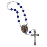 6mm Sapphire Our Lady of Undoer Of Knots Auto Rosary