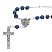 Blue Wood St. Michael Auto Rosary -
