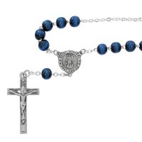 Blue Wood St. Michael Auto Rosary -