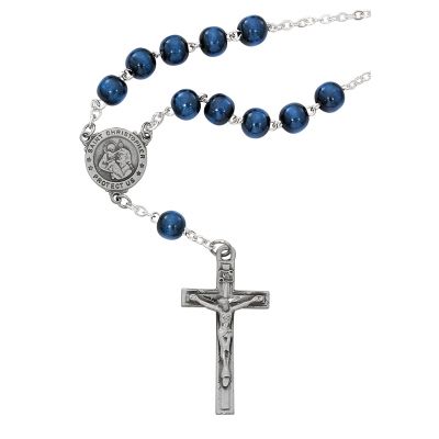 Blue Wood St. Christopher Auto Rosary - 735365514236 - AR92C