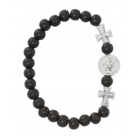 St. Michael Silver Black Wood