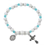 Aqua Stretch Rosary Bracelet