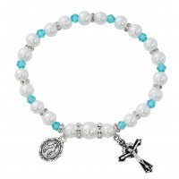 Aqua Stretch Rosary Bracelet