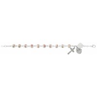 6.5" Pink Ceramic White Flower