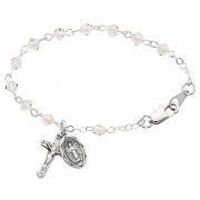 Tincut Crystal Baby Bracelet Silver Crucifix/Miraculous Medal