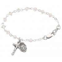 Tincut Crystal Baby Bracelet Silver Crucifix/Miraculous Medal