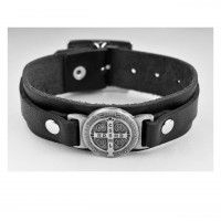 Black Leather St Benedict Brac