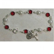 7 1/2 inch Red Swarovski Stones/Pearl Bracelet