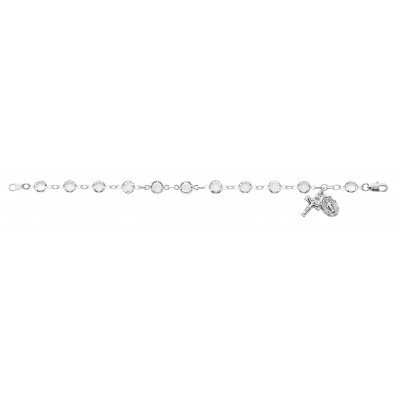 7 1/2 inch Crystal Swarovski Stones Bracelet Crucifix/Miraculous Medal - 735365501465 - BR195