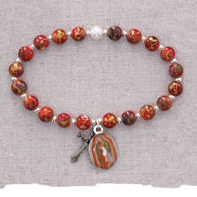 Red Our Lady Of Guadalupe Stretch Bracelet 735365654819 - BR290C
