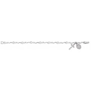 7 1/2 inch Heart Bracelet w/Rhodium Crucifix/Miraculous Medal