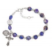 Blue Crystal & Flower Rosary